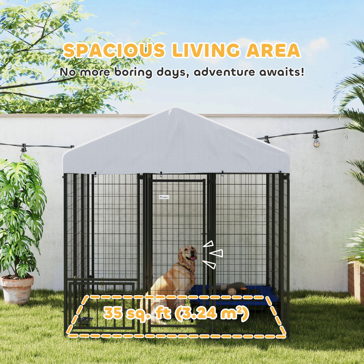 Outdoor Dog Kennel with UV-Resistant Cover - 6 x 6 x 6 ft-Dogs-DECOROLALA