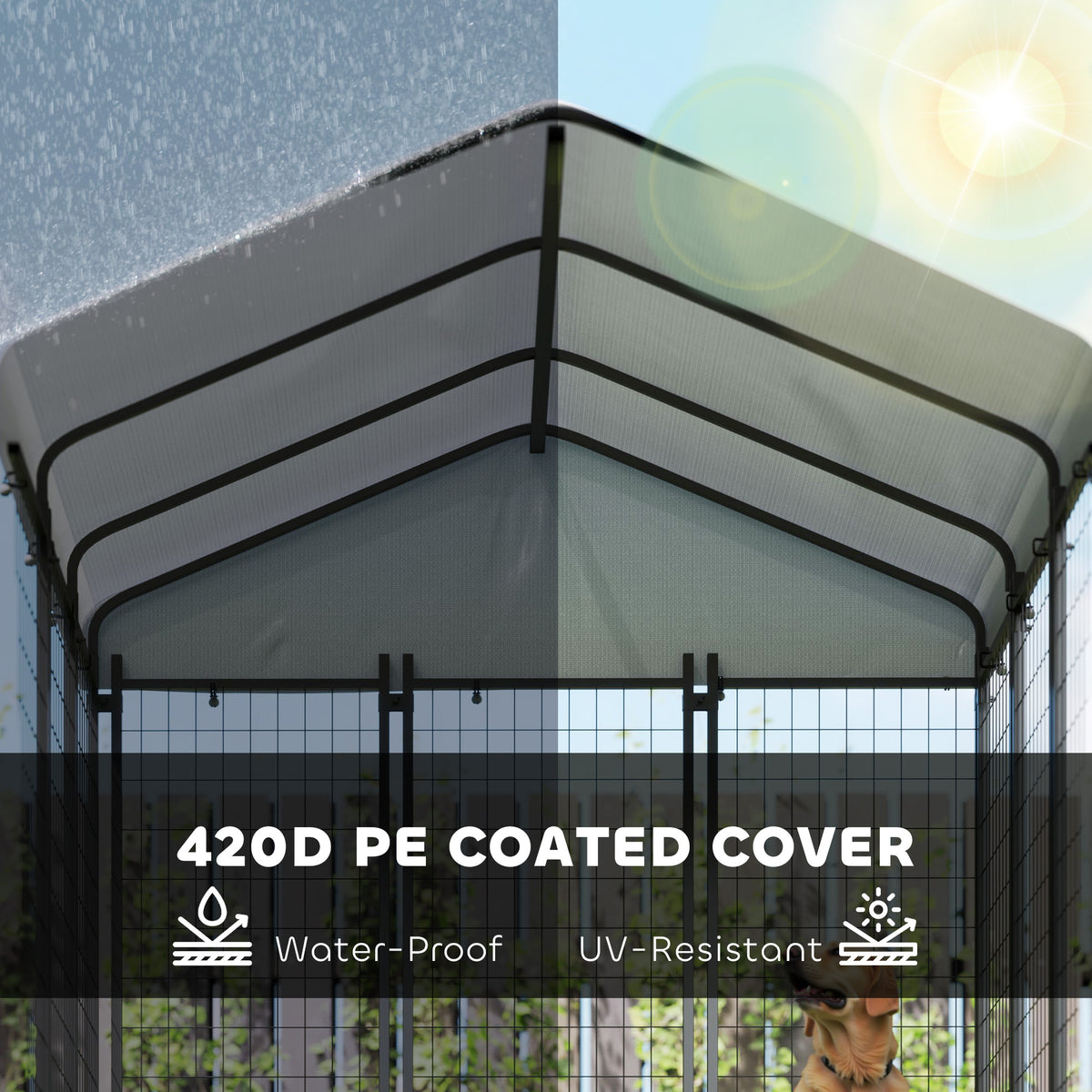 Outdoor Dog Kennel with UV-Resistant Cover - 6 x 6 x 6 ft-Dogs-DECOROLALA