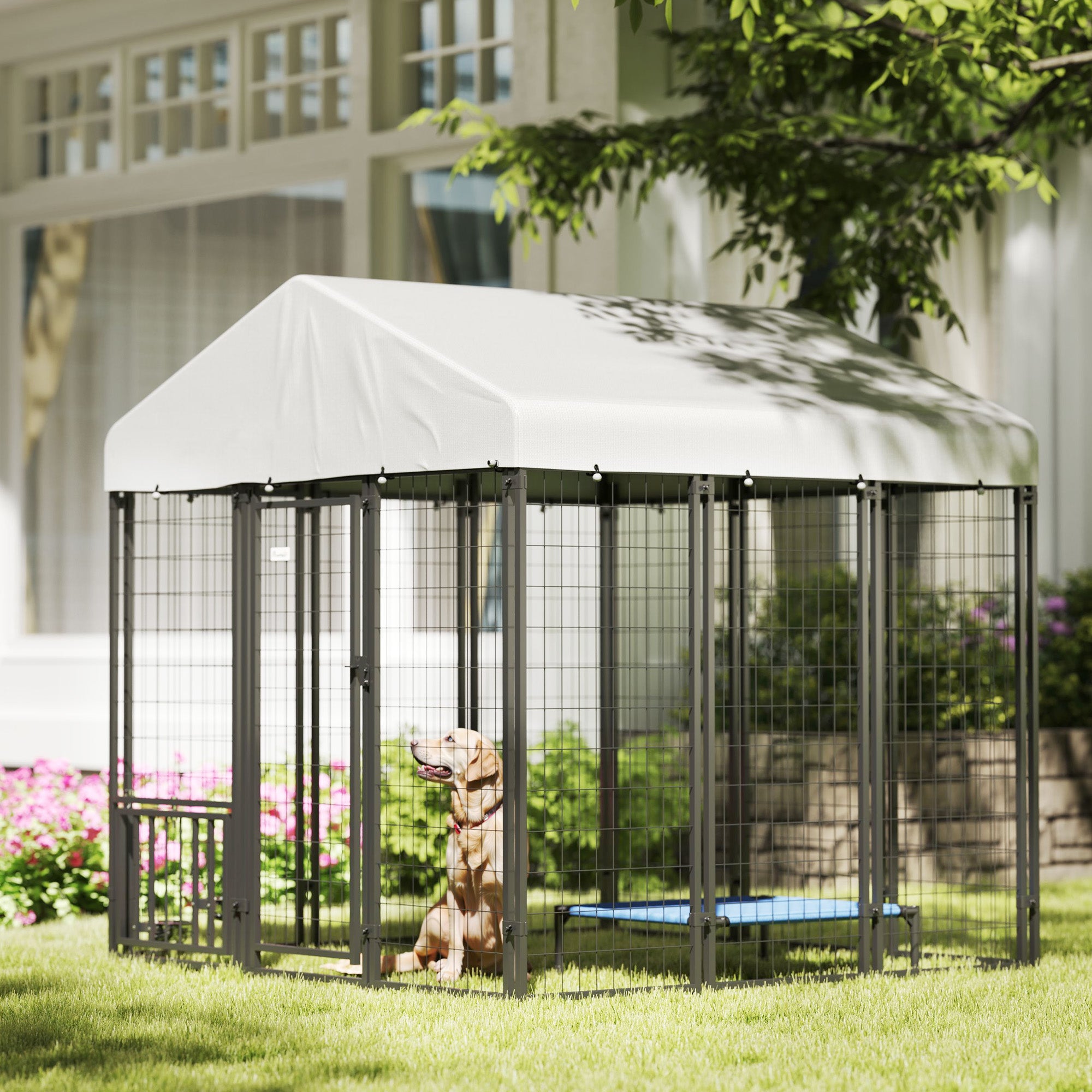 Outdoor Dog Kennel with UV-Resistant Cover - 6 x 6 x 6 ft-Dogs-DECOROLALA