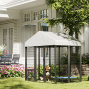Outdoor Dog Kennel with Waterproof Cover & Feeding Bowls - 6ft-Dogs-DECOROLALA