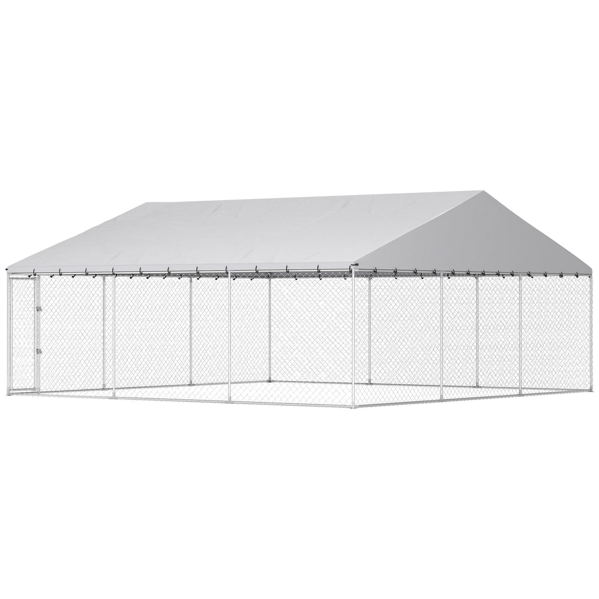 Outdoor Dog Kennel with Waterproof Roof - 19.7' x 19.7' Silver-Dog Supplies-DECOROLALA