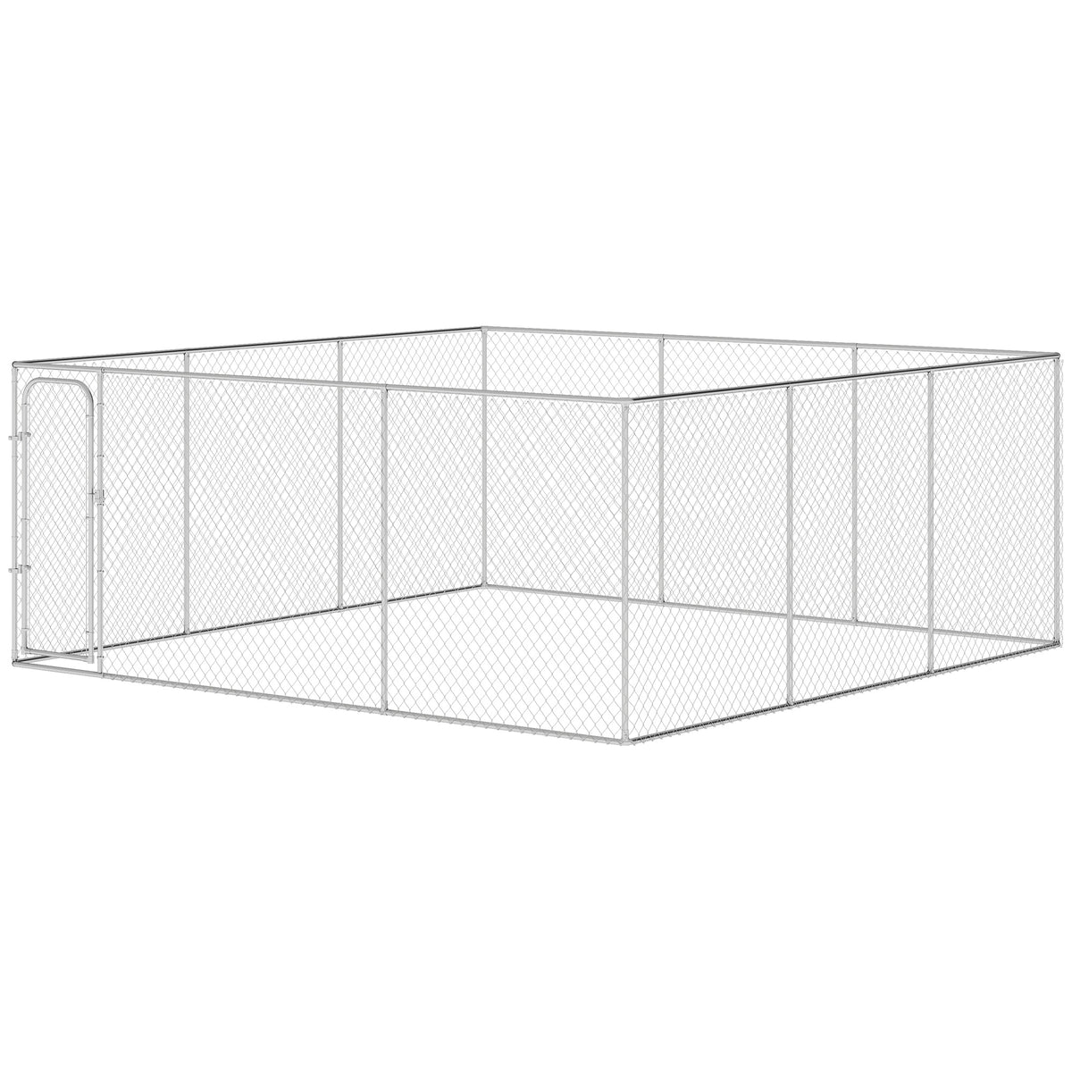 Outdoor Dog Playpen - 15' x 15' Galvanized Steel Kennel Silver-Dogs-DECOROLALA