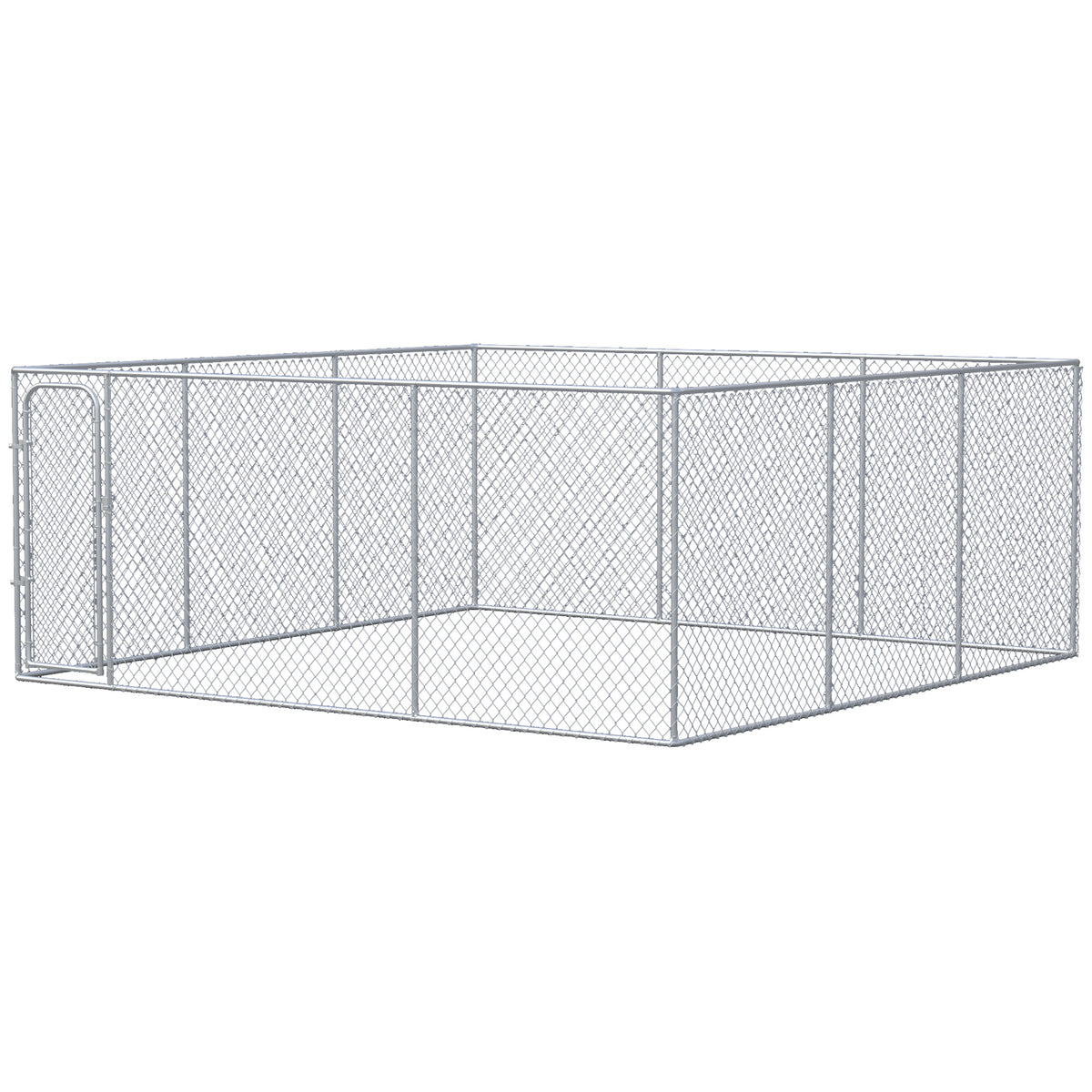 Outdoor Dog Playpen - 15.1' x 15.1' x 6' Galvanized Steel Silver-Dogs-DECOROLALA