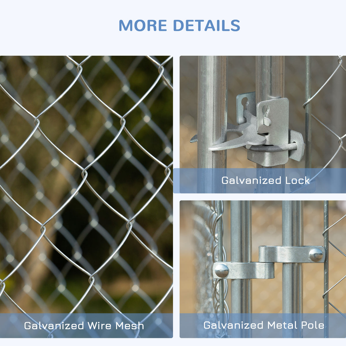 Outdoor Dog Playpen - 15.1' x 15.1' x 6' Galvanized Steel Silver-Dogs-DECOROLALA