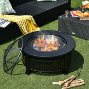 Outdoor Fire Pit with BBQ Grill and High-temp Resistance Finish-Fire Pits-DECOROLALA