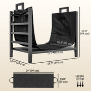 Outdoor Firewood Rack with Log Carrier - Black Steel-Firewood Racks-DECOROLALA