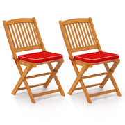 Outdoor Folding Chairs with Seat Cushions Set of 2-Red-Patio Dining Chairs-DECOROLALA