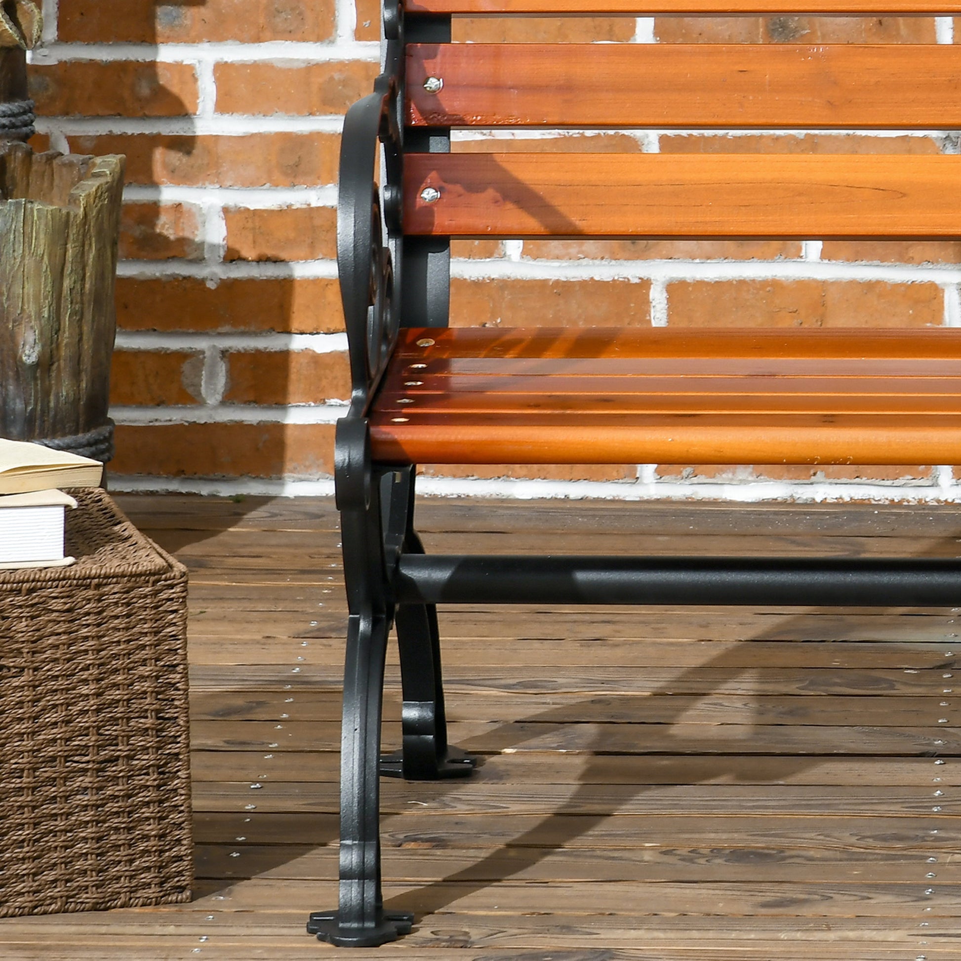 Outdoor Garden Bench, 47" Patio Loveseat Teak, 528 lbs Capacity-DECOROLALA