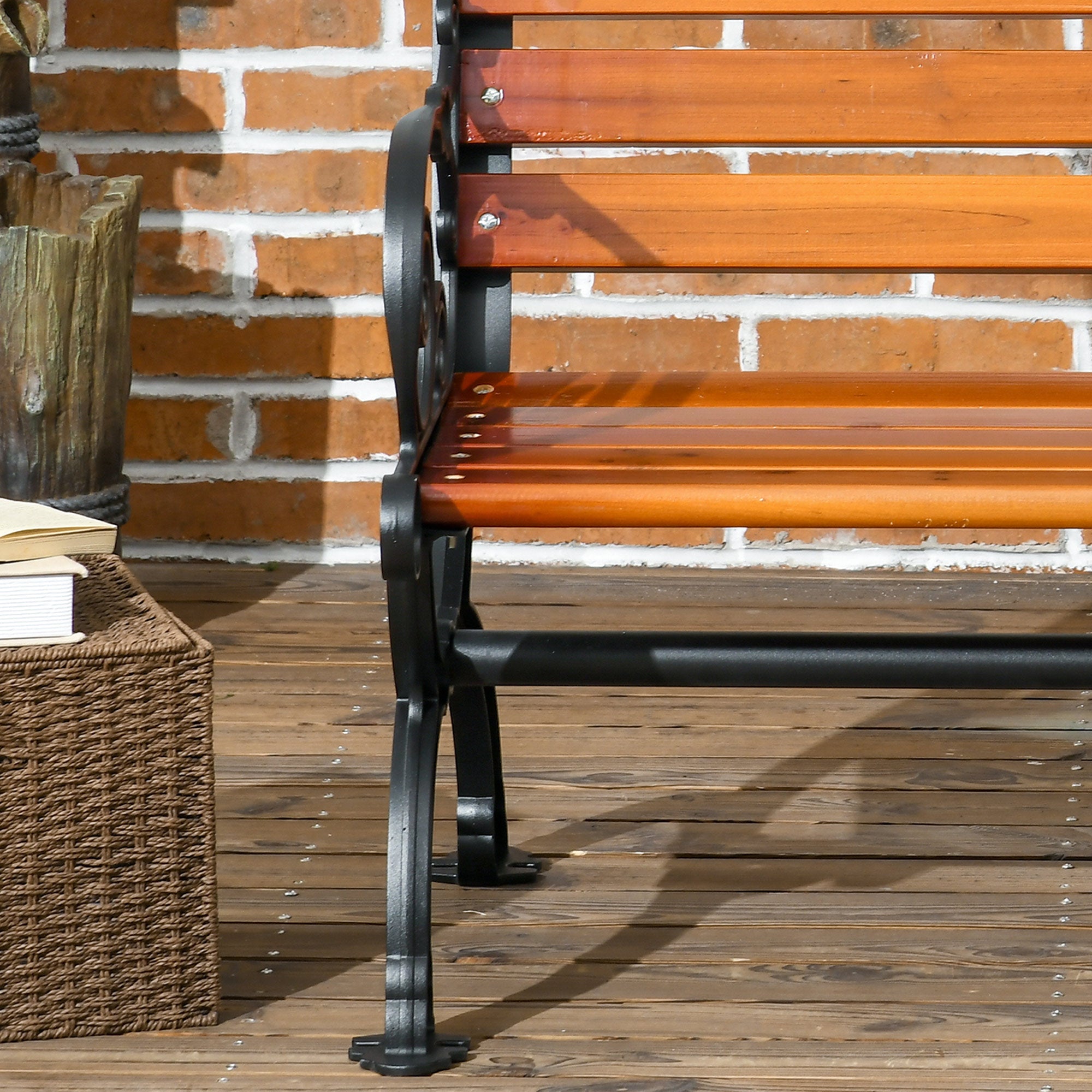 Outdoor Garden Bench, 47" Patio Loveseat Teak, 528 lbs Capacity-DECOROLALA