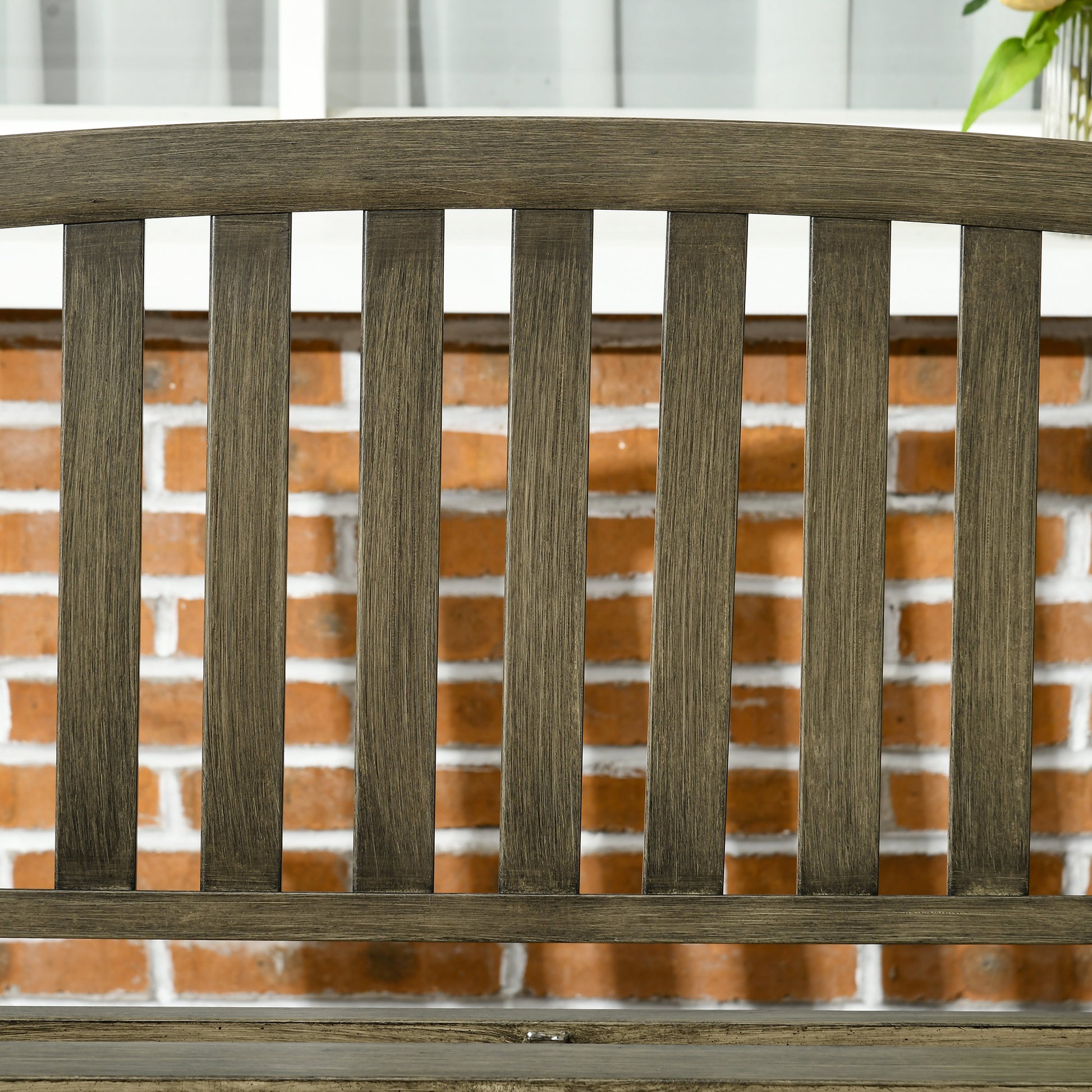 Outdoor Garden Bench, Metal Slatted Black Furniture for Patio, Lawn, Deck-DECOROLALA