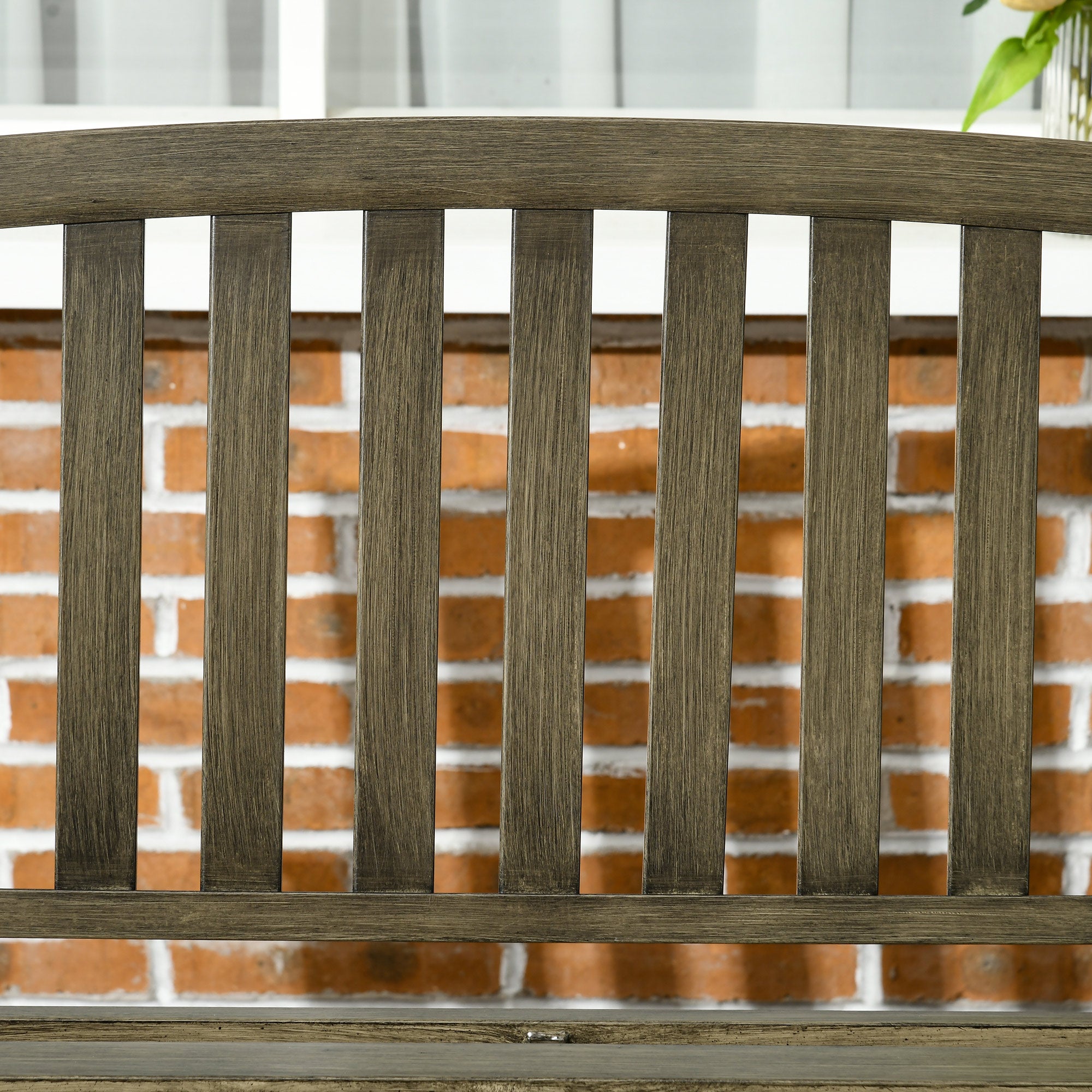 Outdoor Garden Bench, Metal Slatted Black Furniture for Patio, Lawn, Deck-DECOROLALA