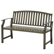 Outdoor Garden Bench, Metal Slatted Black Furniture for Patio, Lawn, Deck-DECOROLALA