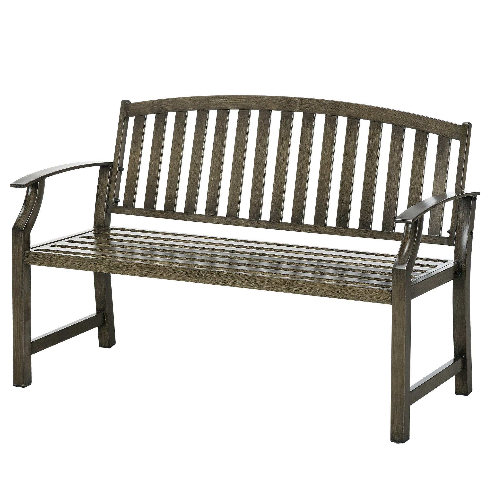 Outdoor Garden Bench, Metal Slatted Black Furniture for Patio, Lawn, Deck-DECOROLALA