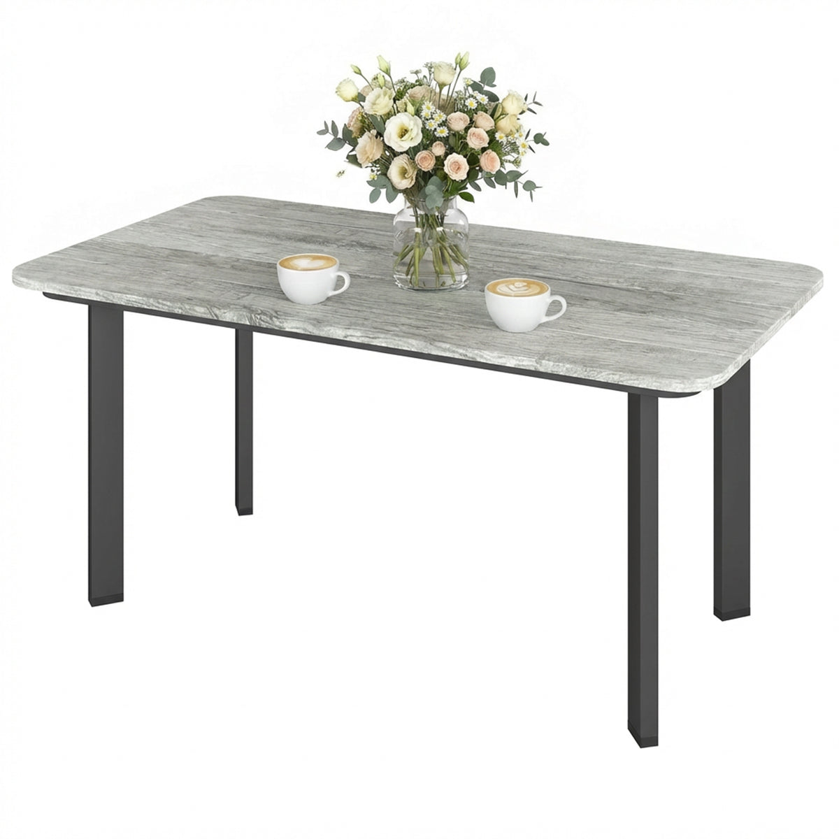 Outdoor Garden Coffee Table - Grey 35" Steel & Composite Top-Patio & Garden > Patio Furniture > Patio Side Tables-DECOROLALA