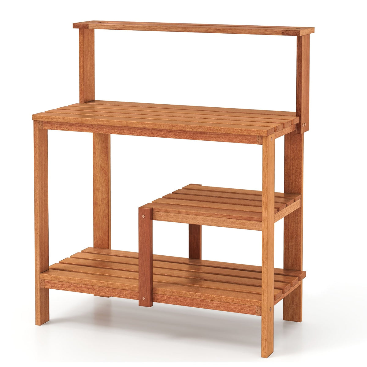 Outdoor Garden Potting Wood Planting Workstation with Open Shelves-Potting Benches & Tables-DECOROLALA