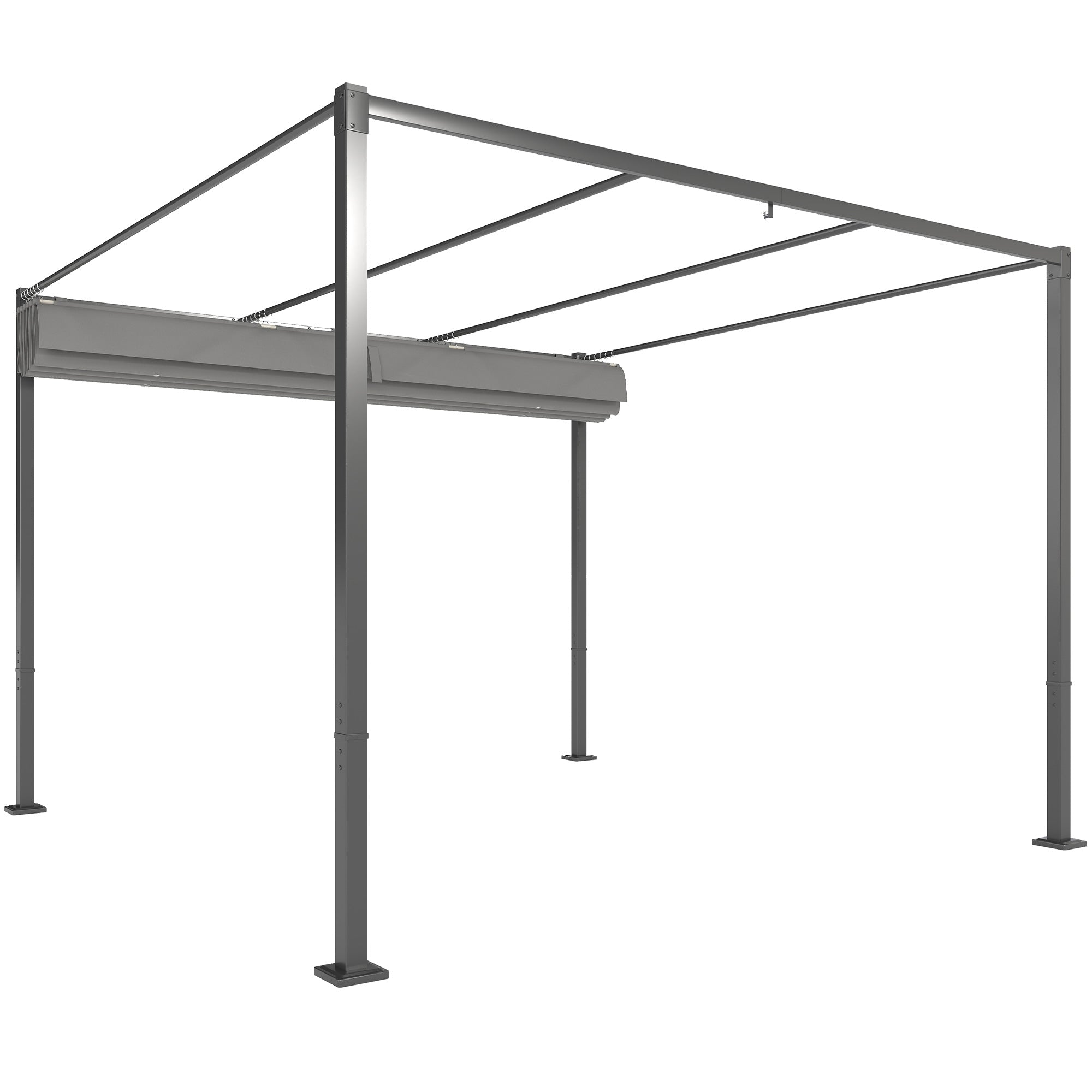 Outdoor Gazebo, Retractable Pergola 10x10 ft, UPF30+ Grey Metal Canopy-DECOROLALA