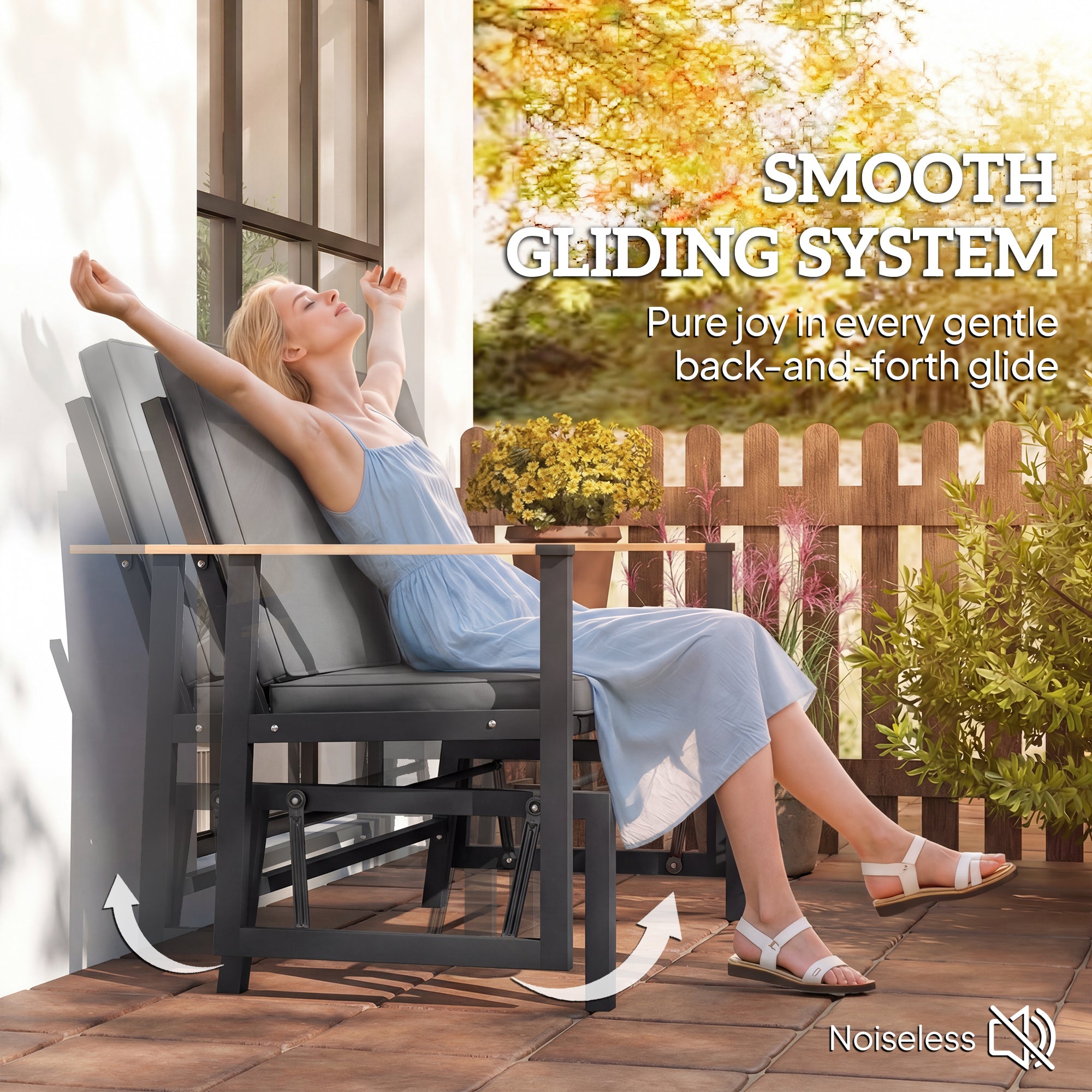Outdoor Glider Bench 2-Person Dark Grey-DECOROLALA