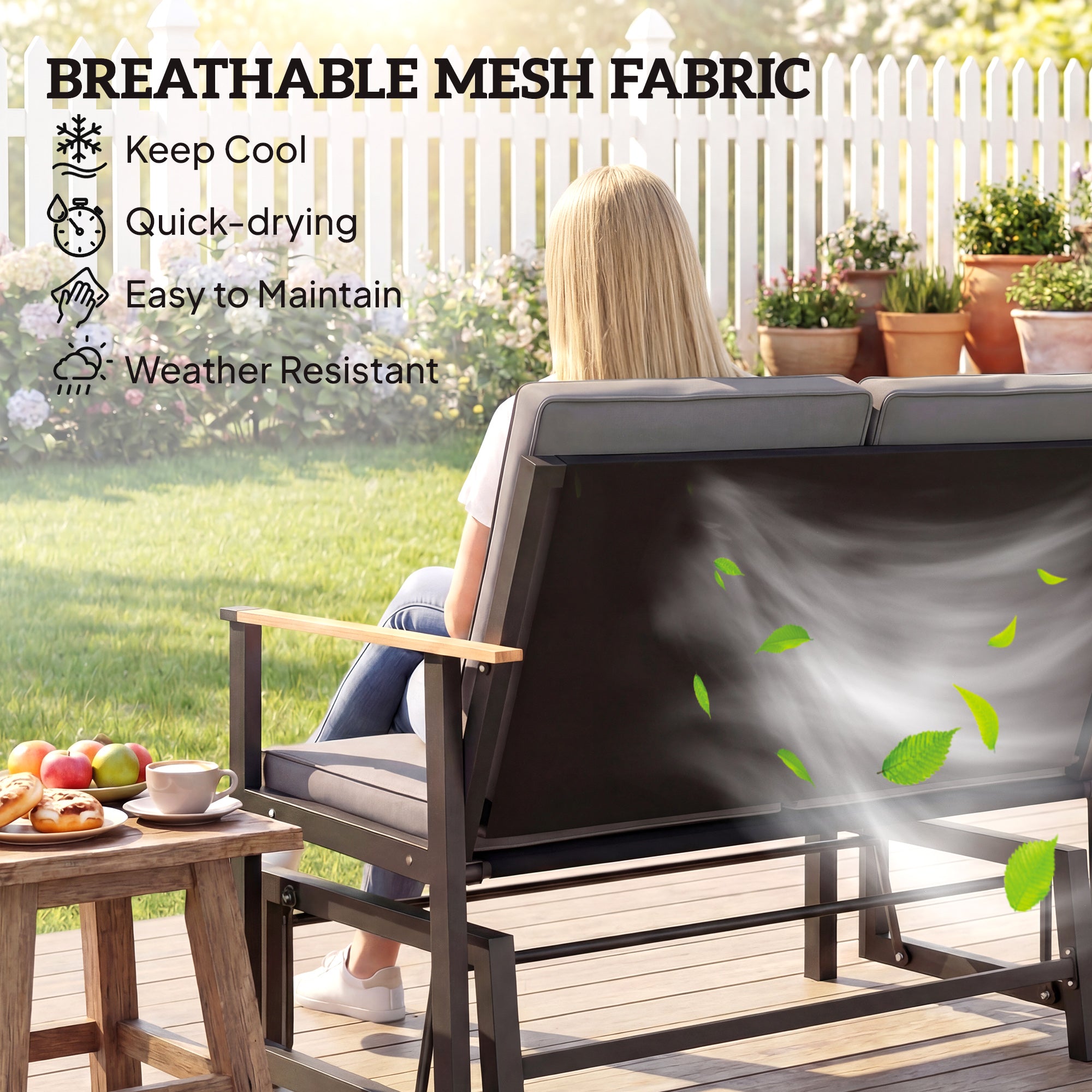 Outdoor Glider Bench 2-Person Dark Grey-DECOROLALA