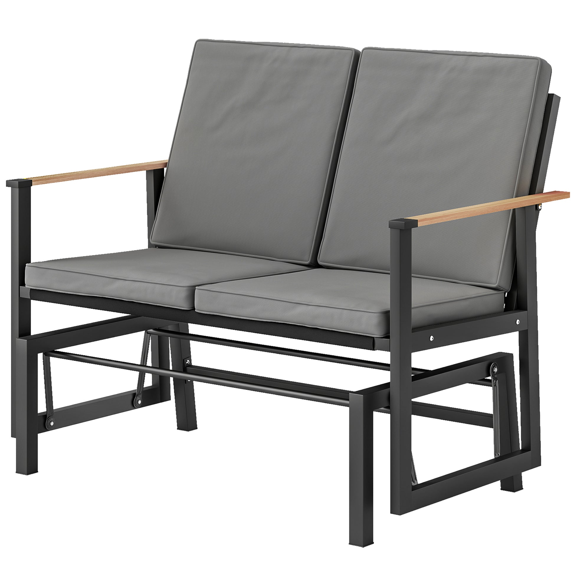 Outdoor Glider Bench 2-Person Dark Grey-DECOROLALA