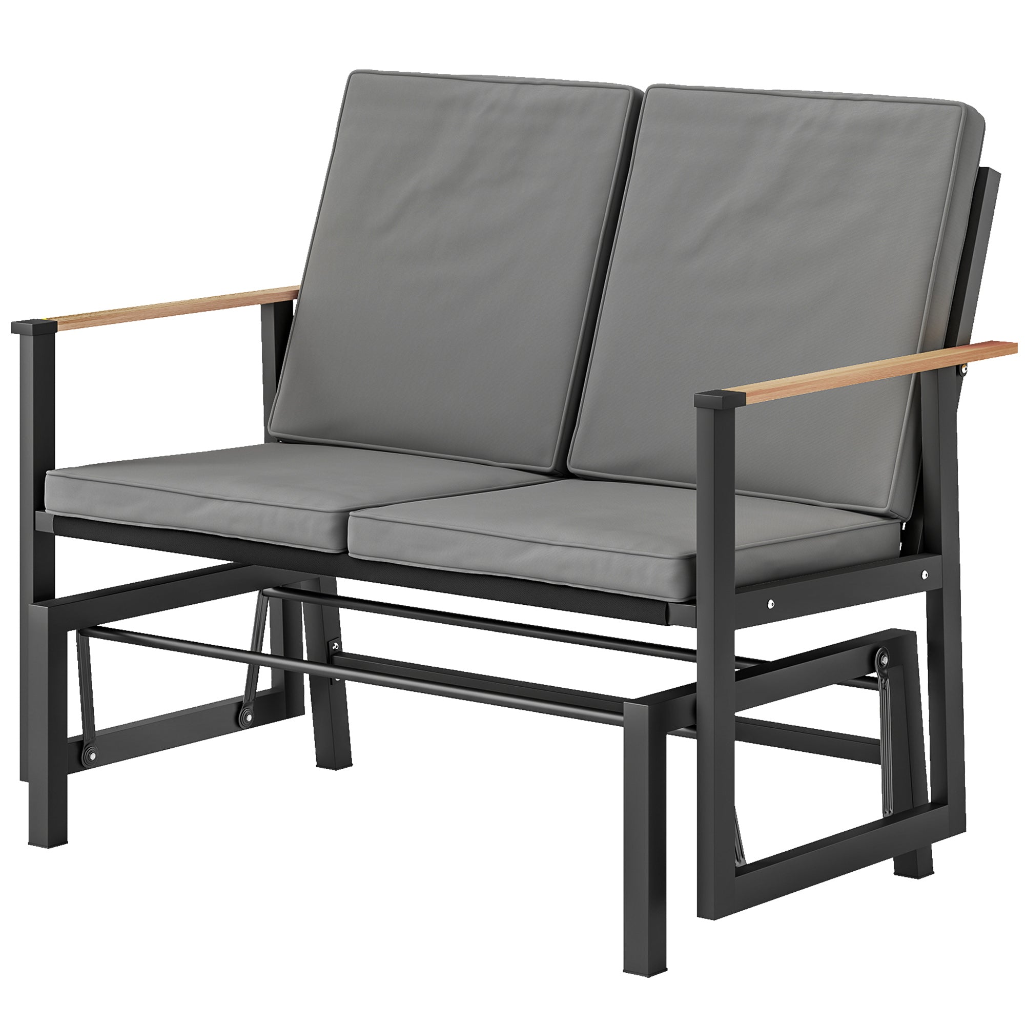 Outdoor Glider Bench 2-Person Dark Grey-DECOROLALA
