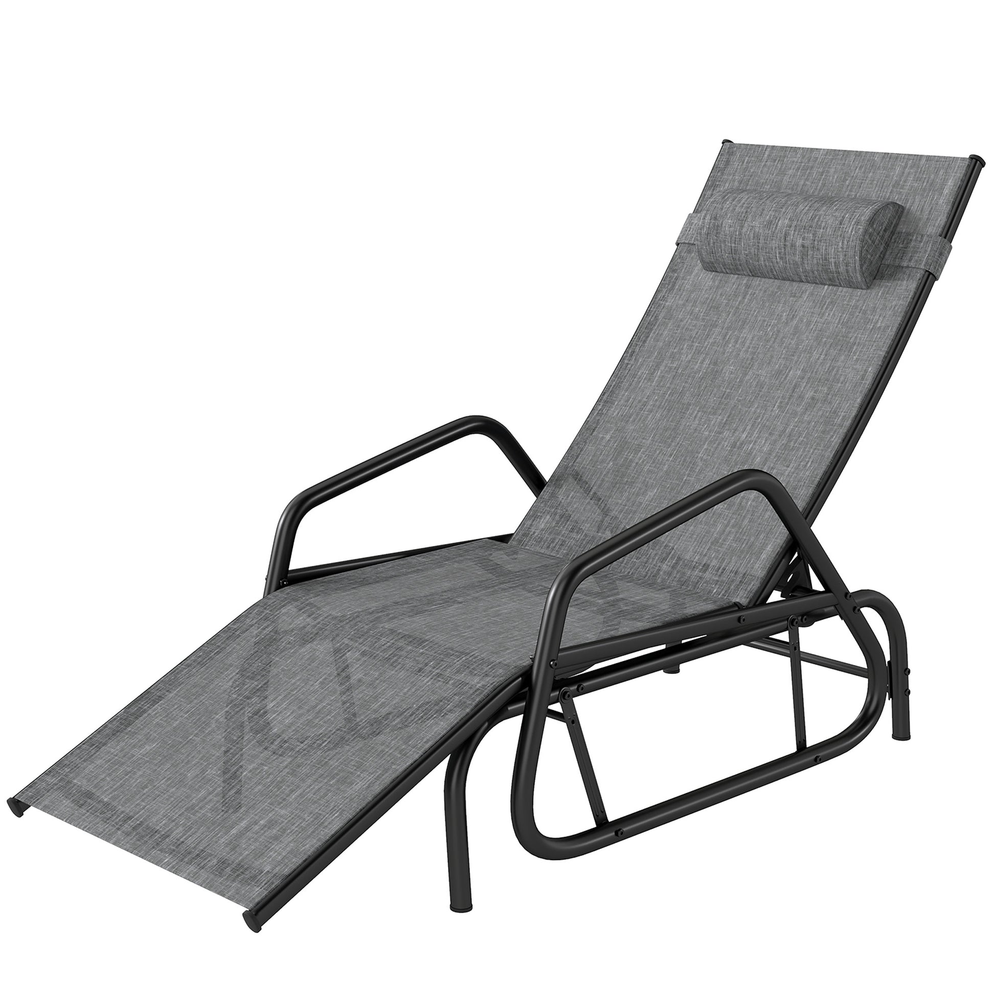 Outdoor Glider Lounge Chair 3-Position Grey-DECOROLALA