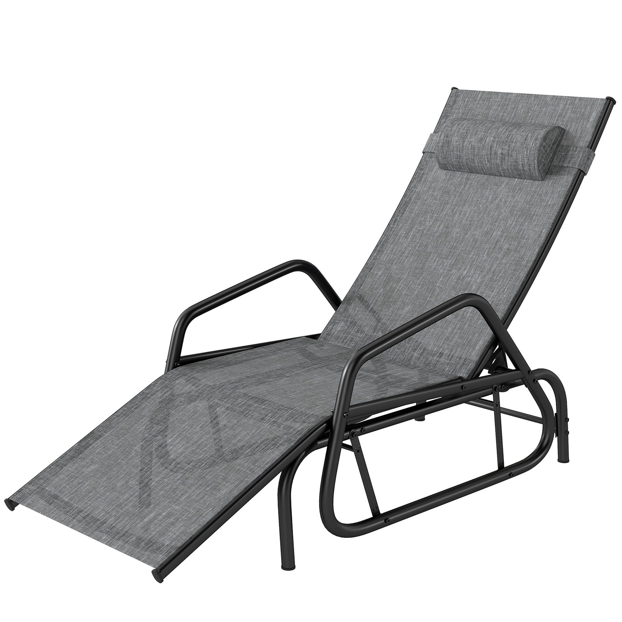 Outdoor Glider Lounge Chair 3-Position Grey-DECOROLALA