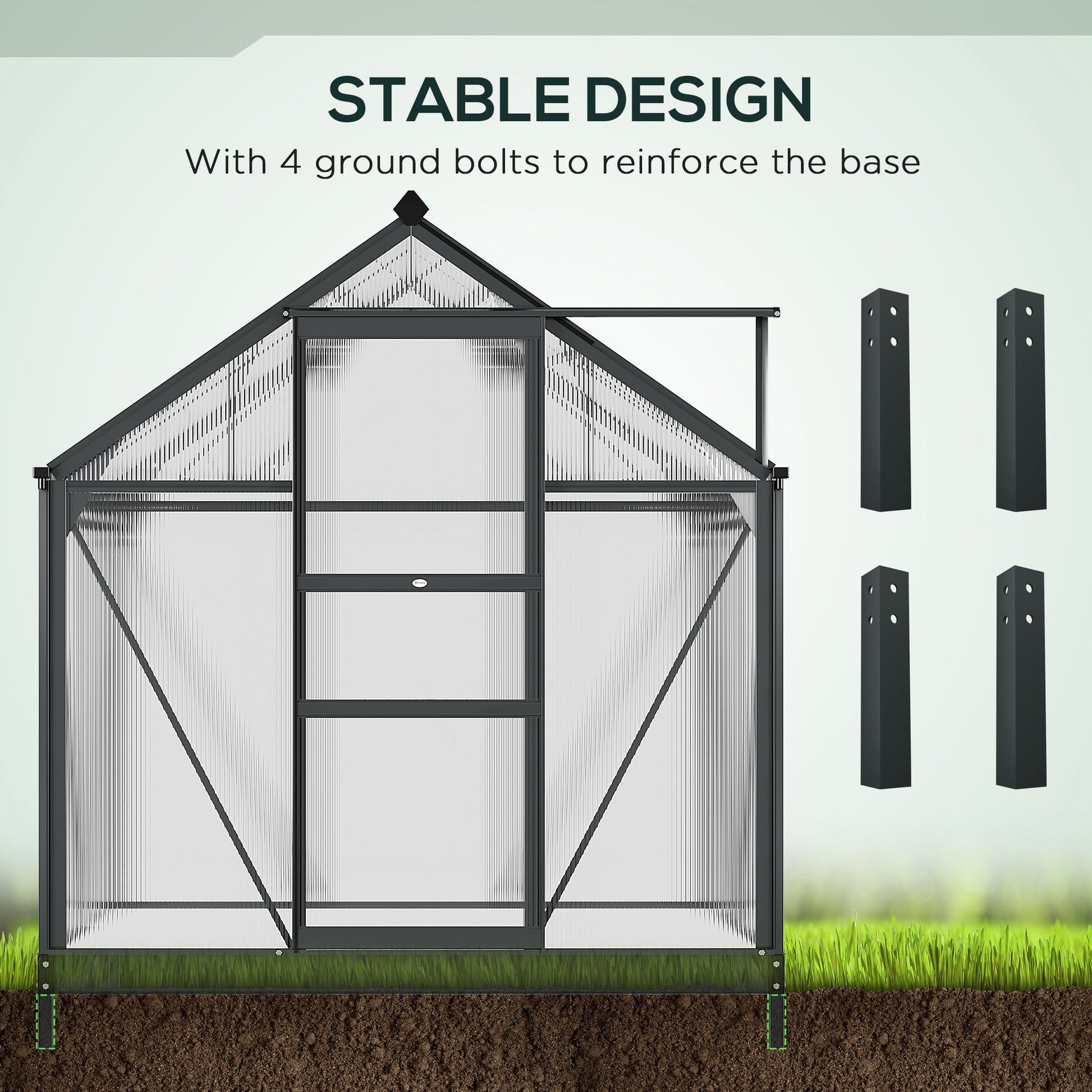 Outdoor Greenhouse Kit - 6.2' x 4.3' Grey Aluminum-DECOROLALA