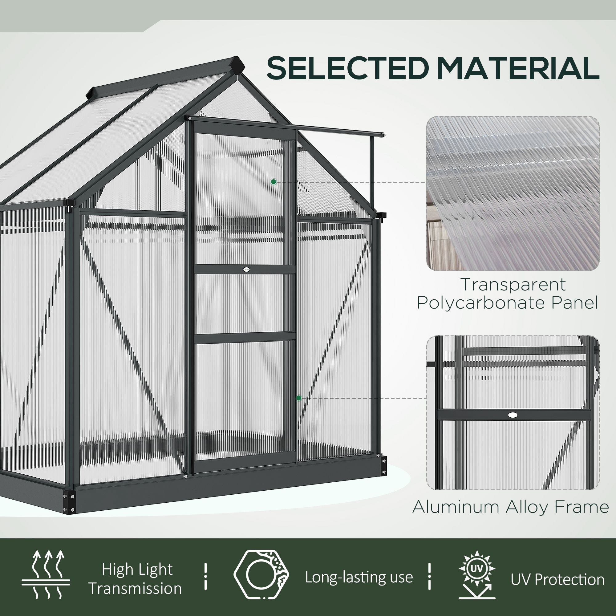 Outdoor Greenhouse Kit - 6.2' x 4.3' Grey Aluminum-DECOROLALA