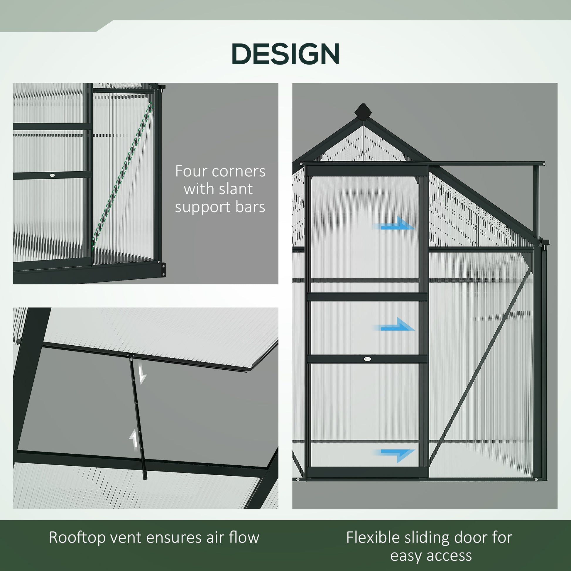 Outdoor Greenhouse Kit - 6.2' x 4.3' Grey Aluminum-DECOROLALA