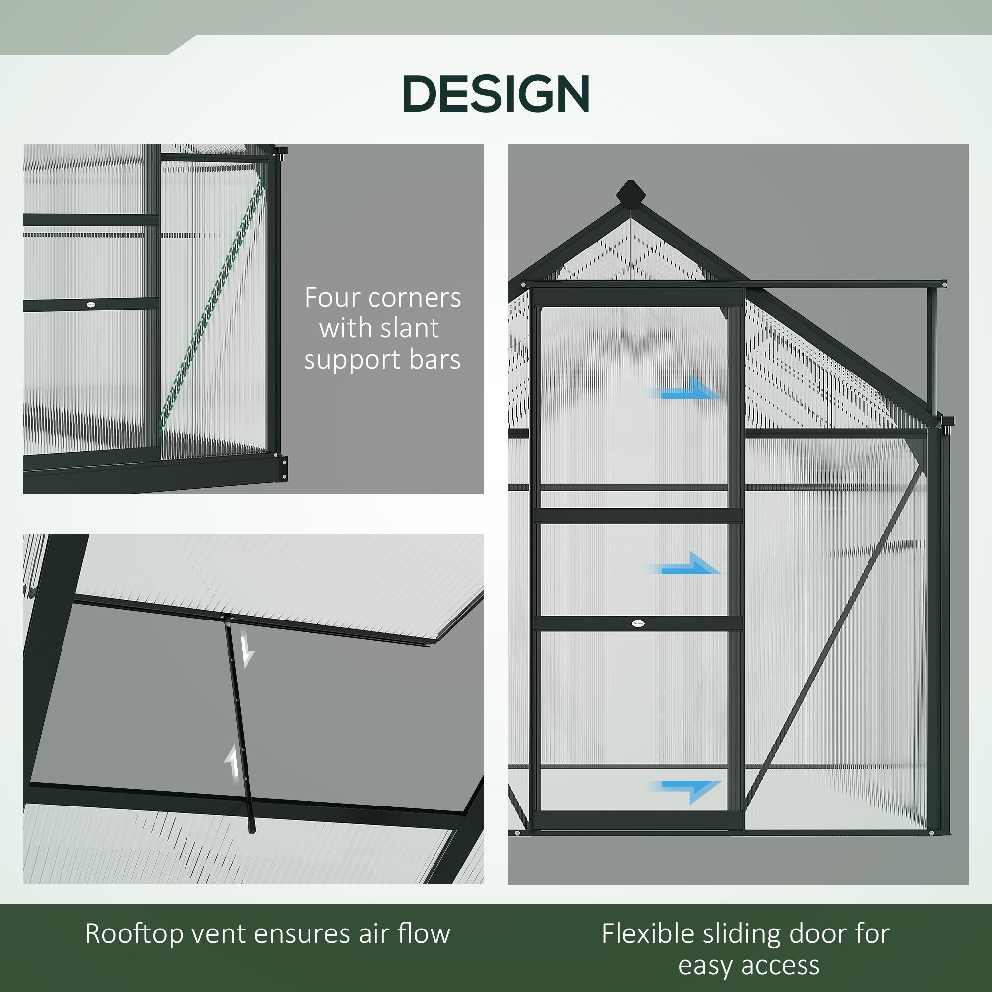 Outdoor Greenhouse Kit - 6.2' x 4.3' Grey Aluminum-DECOROLALA