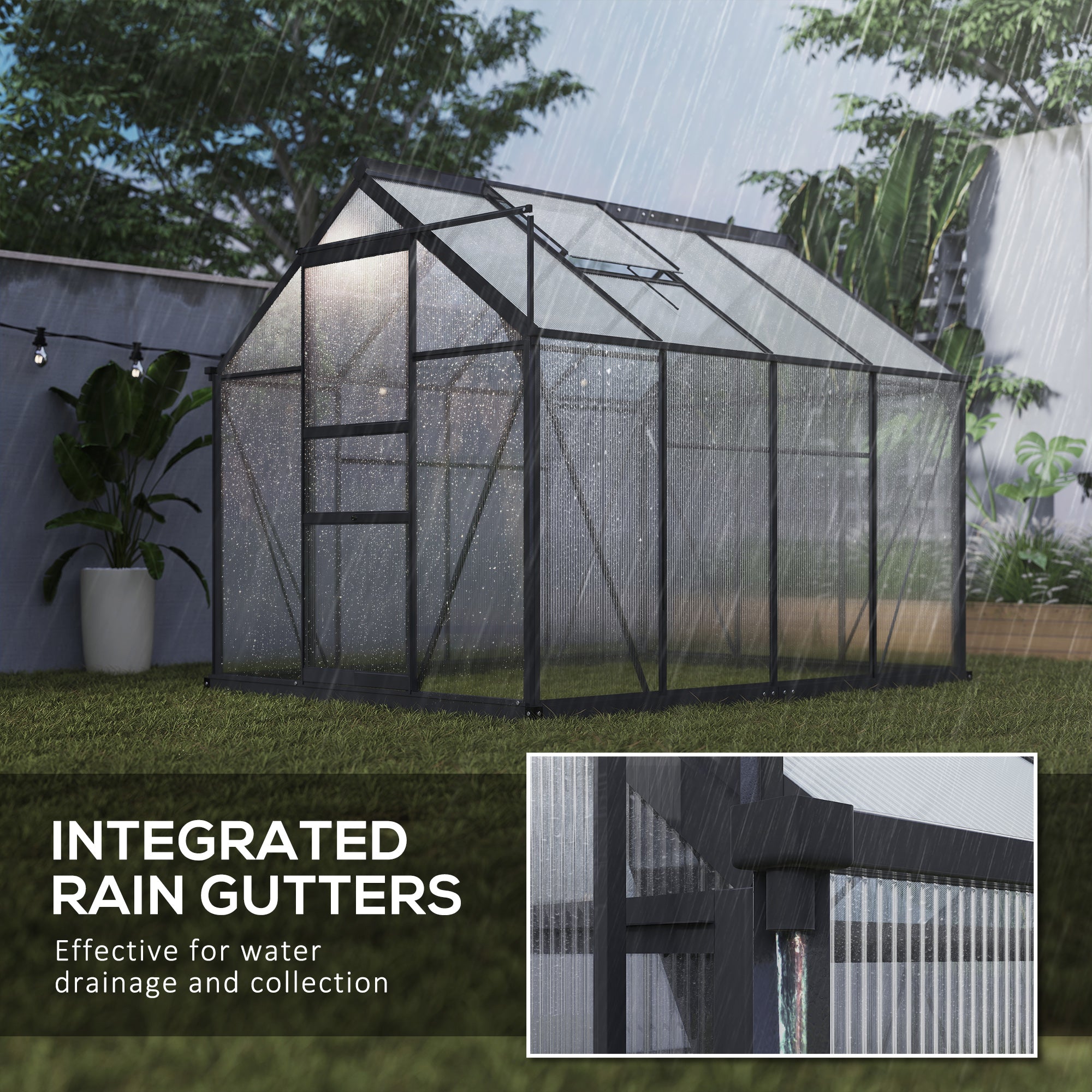 Outdoor Greenhouse Kit - 6.2' x 8.3' Grey Aluminum PC Board-DECOROLALA