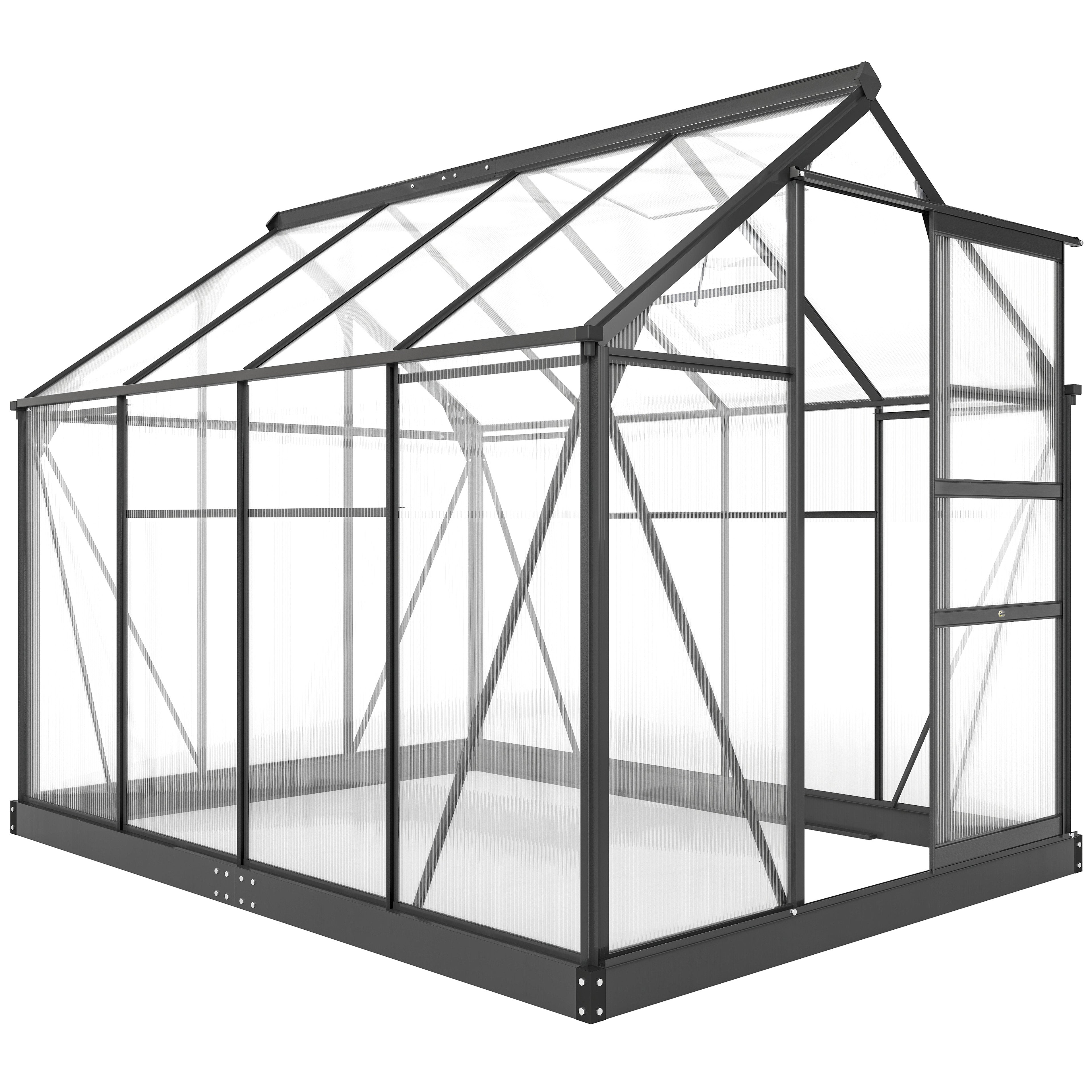 Outdoor Greenhouse Kit - 6.2' x 8.3' Grey Aluminum PC Board-DECOROLALA