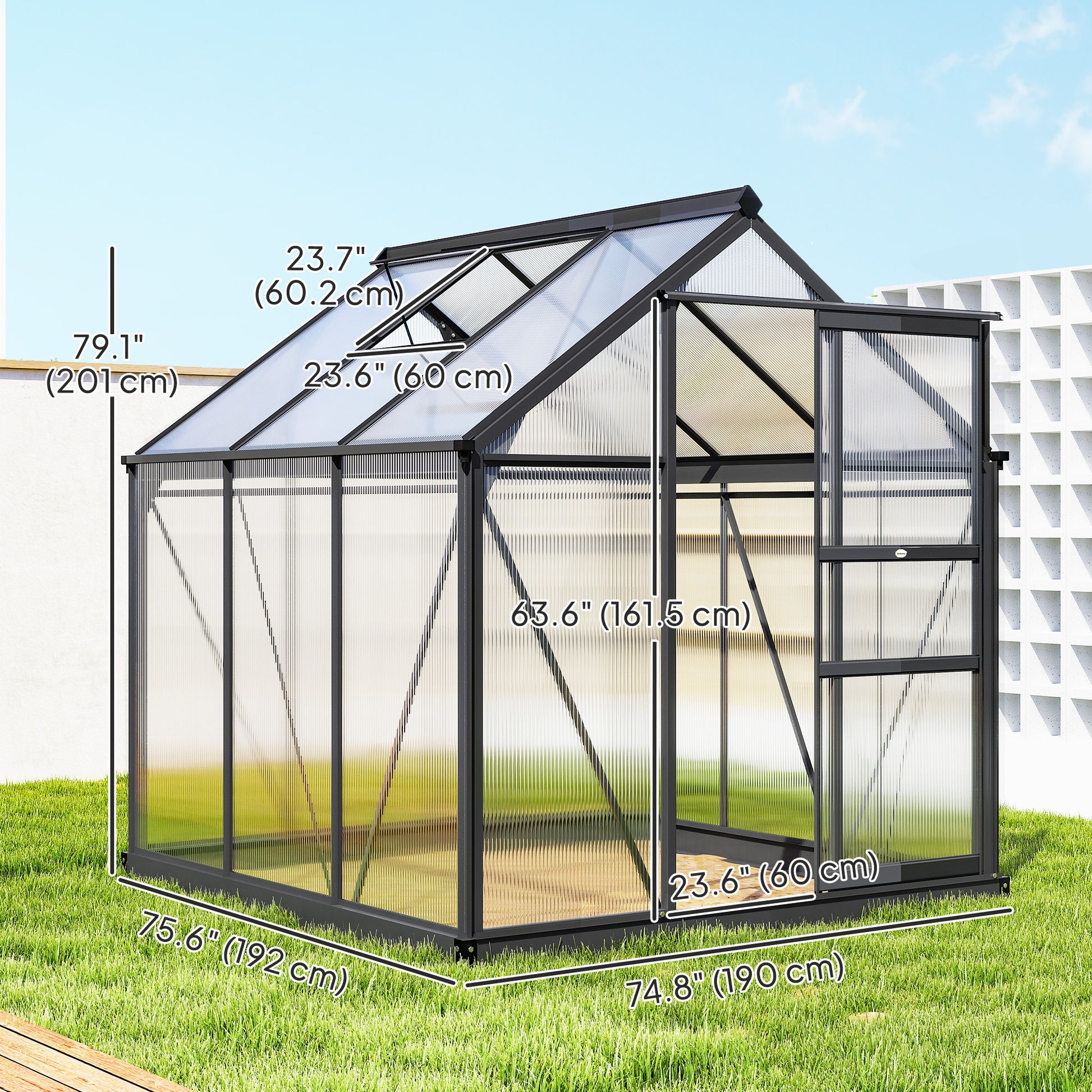 Outdoor Greenhouse Kit - Grey 6.2' x 6.3' x 6.6'-DECOROLALA