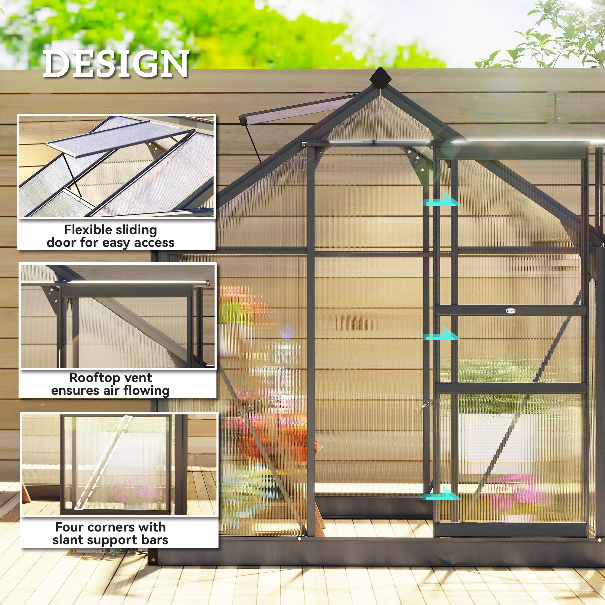Outdoor Greenhouse Kit - Grey 6.2' x 6.3' x 6.6'-DECOROLALA