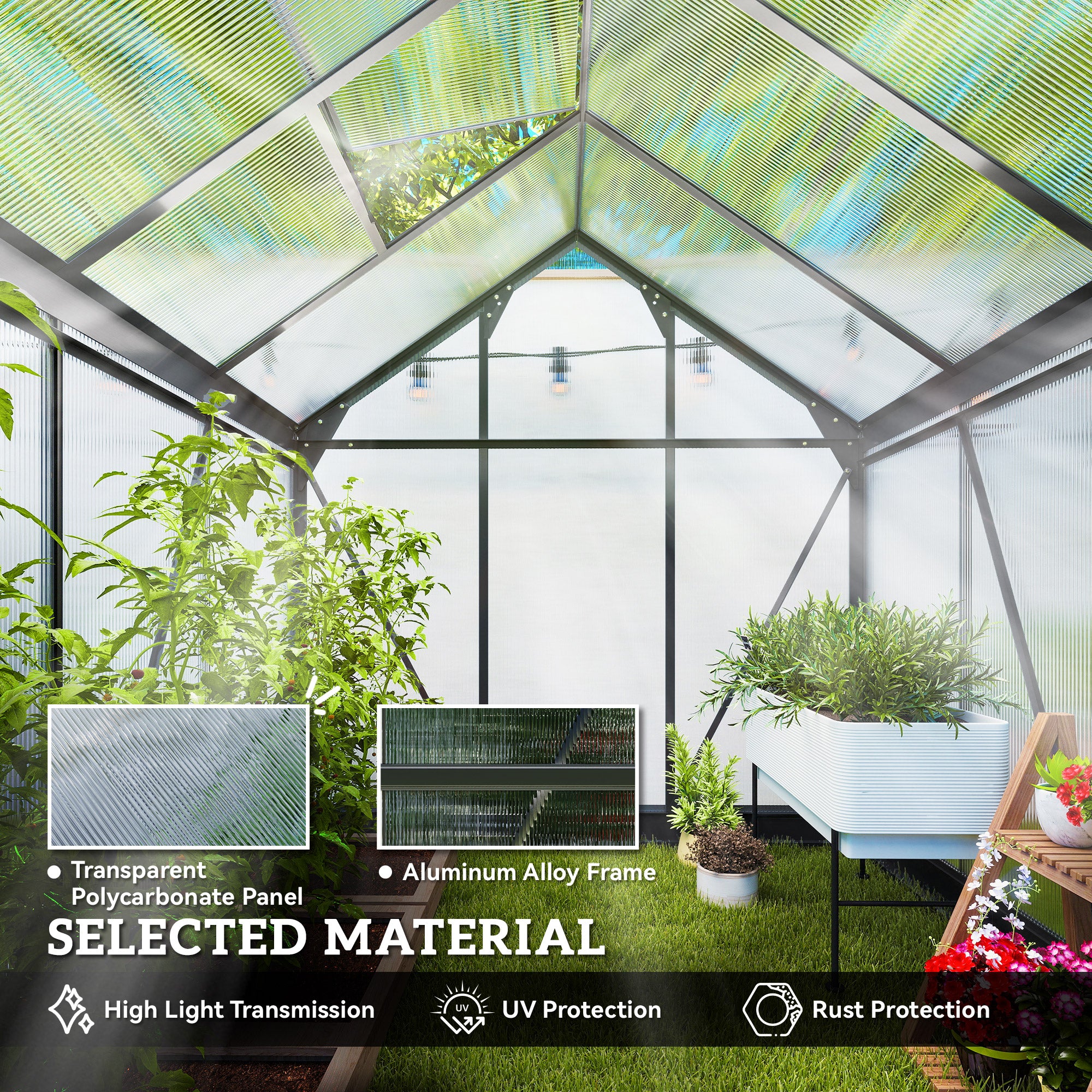 Outdoor Greenhouse Kit - Grey 6.2' x 6.3' x 6.6'-DECOROLALA