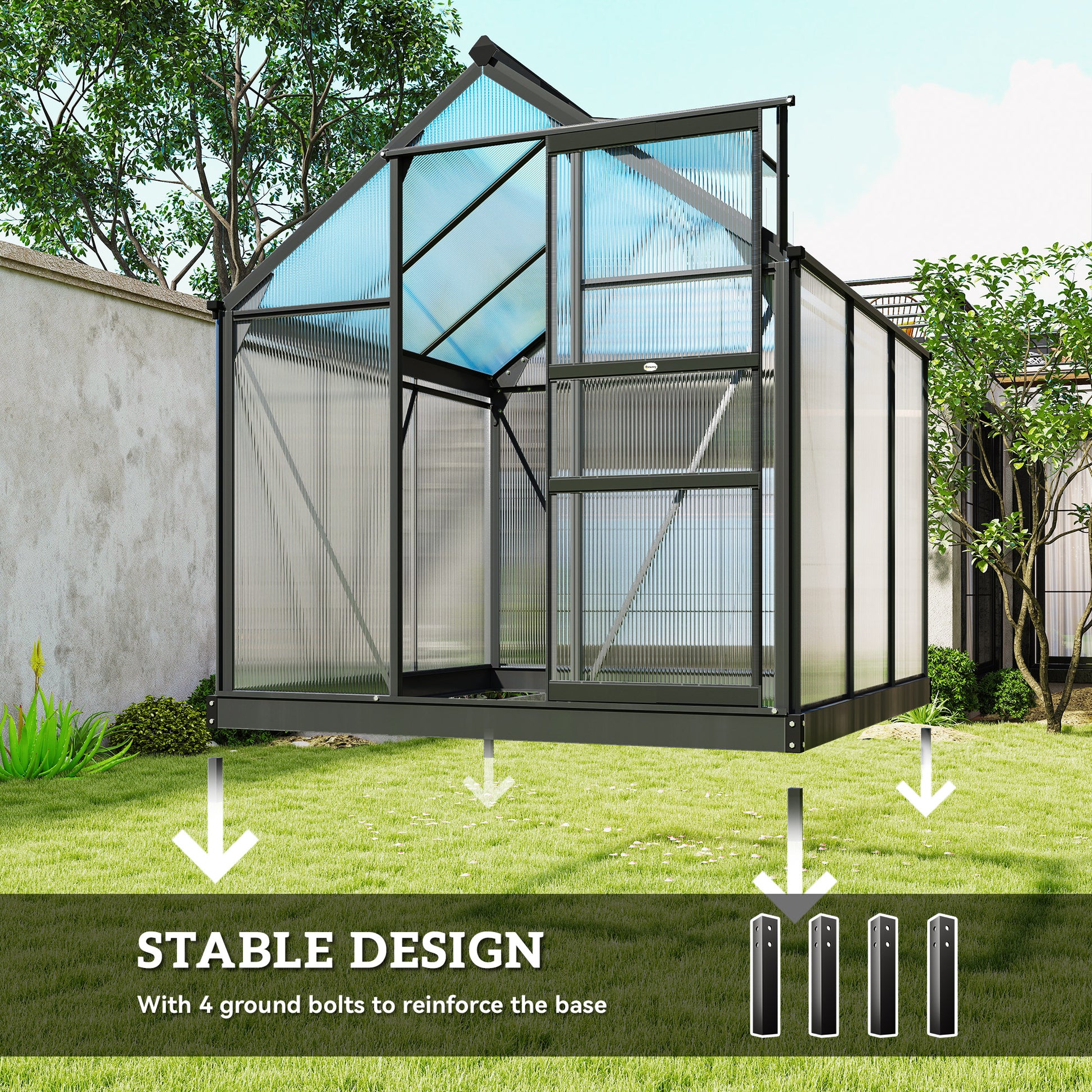 Outdoor Greenhouse Kit - Grey 6.2' x 6.3' x 6.6'-DECOROLALA