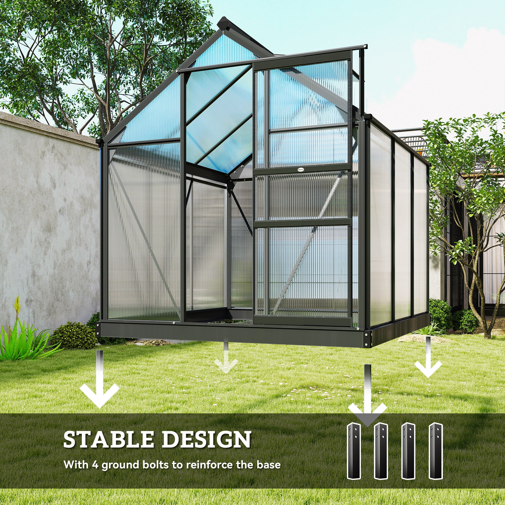 Outdoor Greenhouse Kit - Grey 6.2' x 6.3' x 6.6'-DECOROLALA