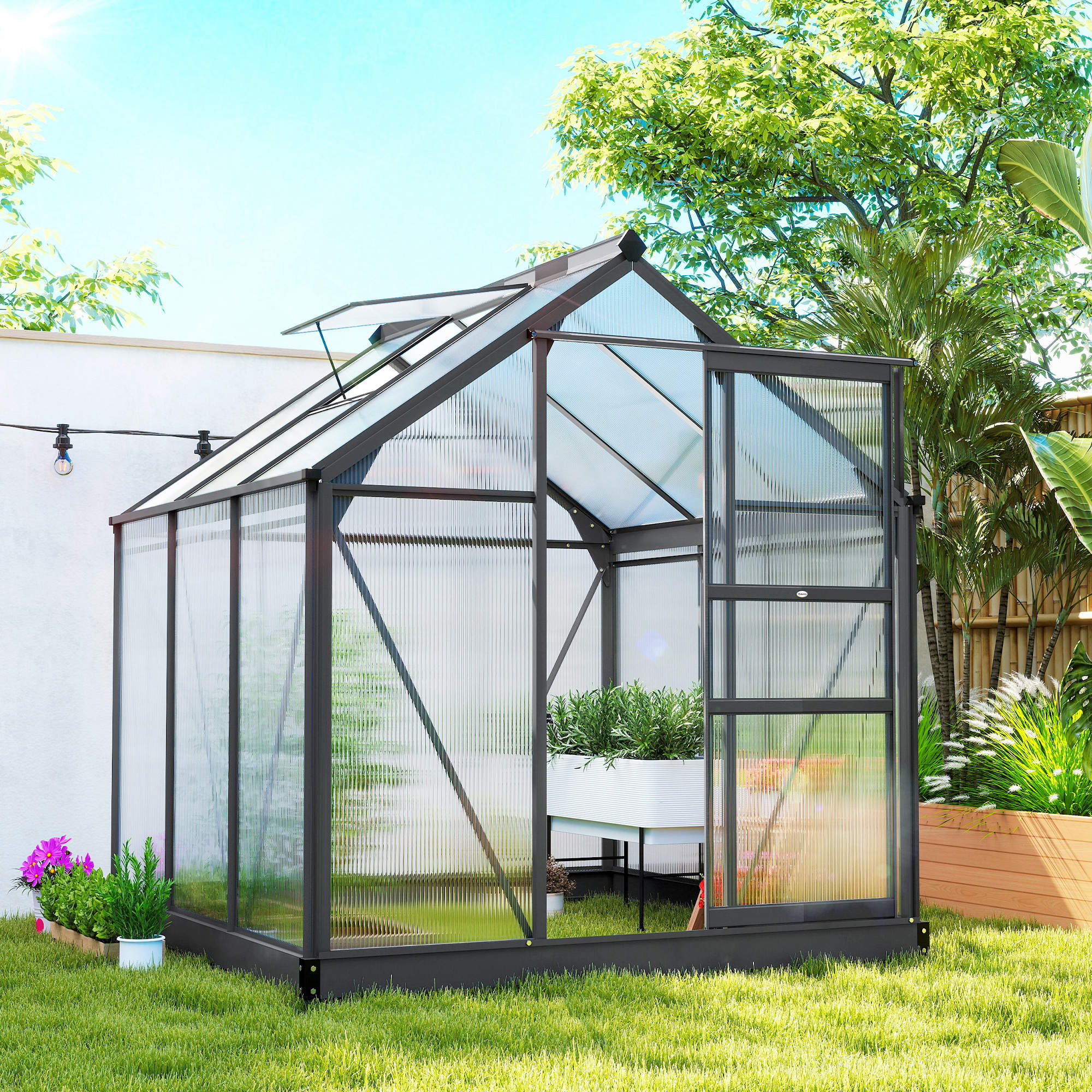 Outdoor Greenhouse Kit - Grey 6.2' x 6.3' x 6.6'-DECOROLALA