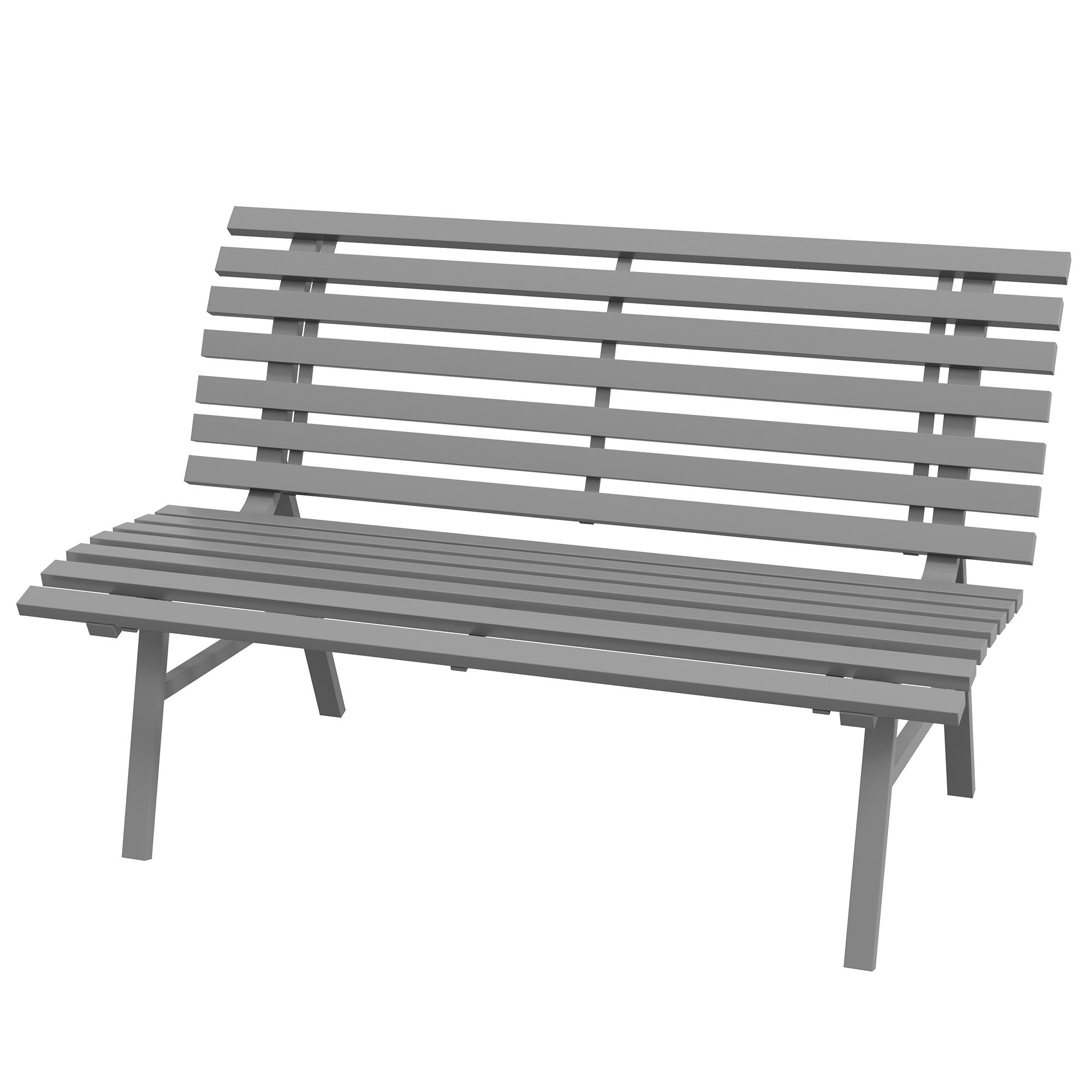 Outdoor Grey Aluminum Patio Bench, Lightweight Slatted Seat, 48.5" x 26.5" x 31"-DECOROLALA