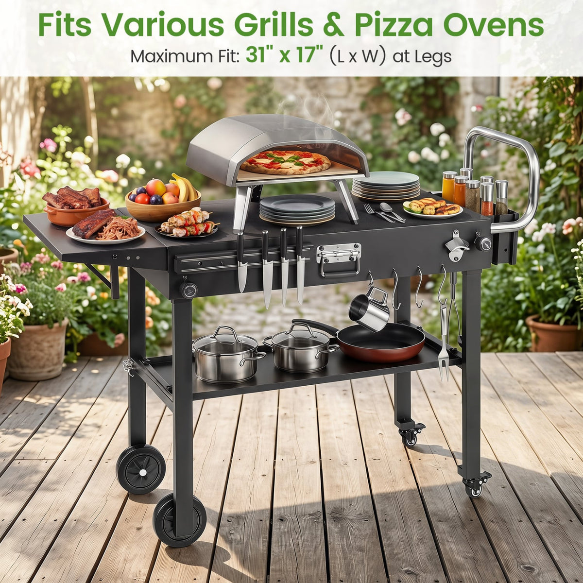 Outdoor Grill Cart Foldable Grilling Table for Blackstone Griddle with 31” x 17” Tabletop-Outdoor Grills-DECOROLALA