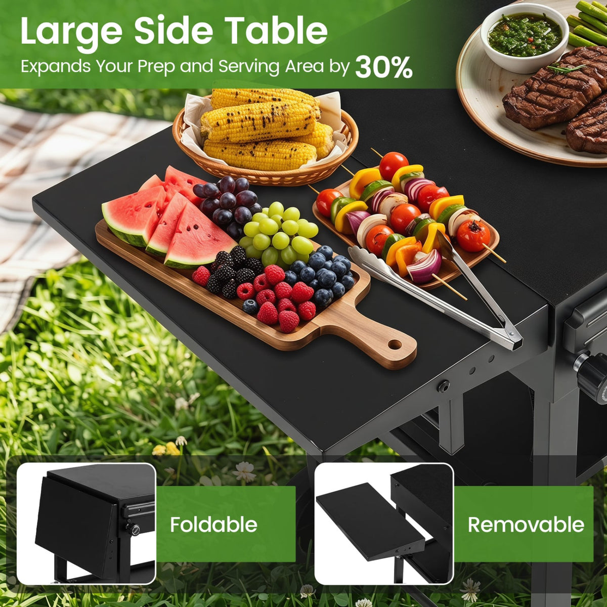 Outdoor Grill Cart Foldable Grilling Table for Blackstone Griddle with 31” x 17” Tabletop-Outdoor Grills-DECOROLALA
