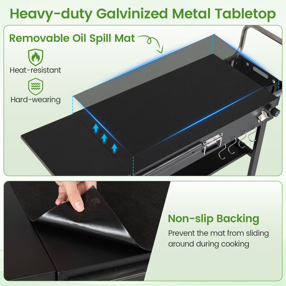 Outdoor Grill Cart Foldable Grilling Table for Blackstone Griddle with 31” x 17” Tabletop-Outdoor Grills-DECOROLALA