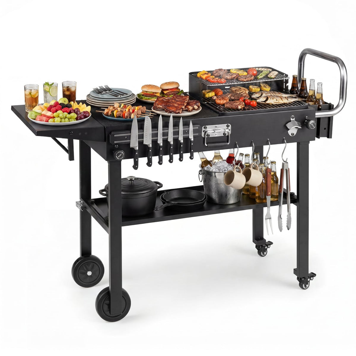 Outdoor Grill Cart Foldable Grilling Table for Blackstone Griddle with 31” x 17” Tabletop-Outdoor Grills-DECOROLALA