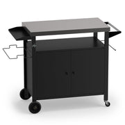 Outdoor Grill Cart with Stainless Steel Top & 2-Door Cabinet for BBQ Camping-Black-Outdoor Grills-DECOROLALA