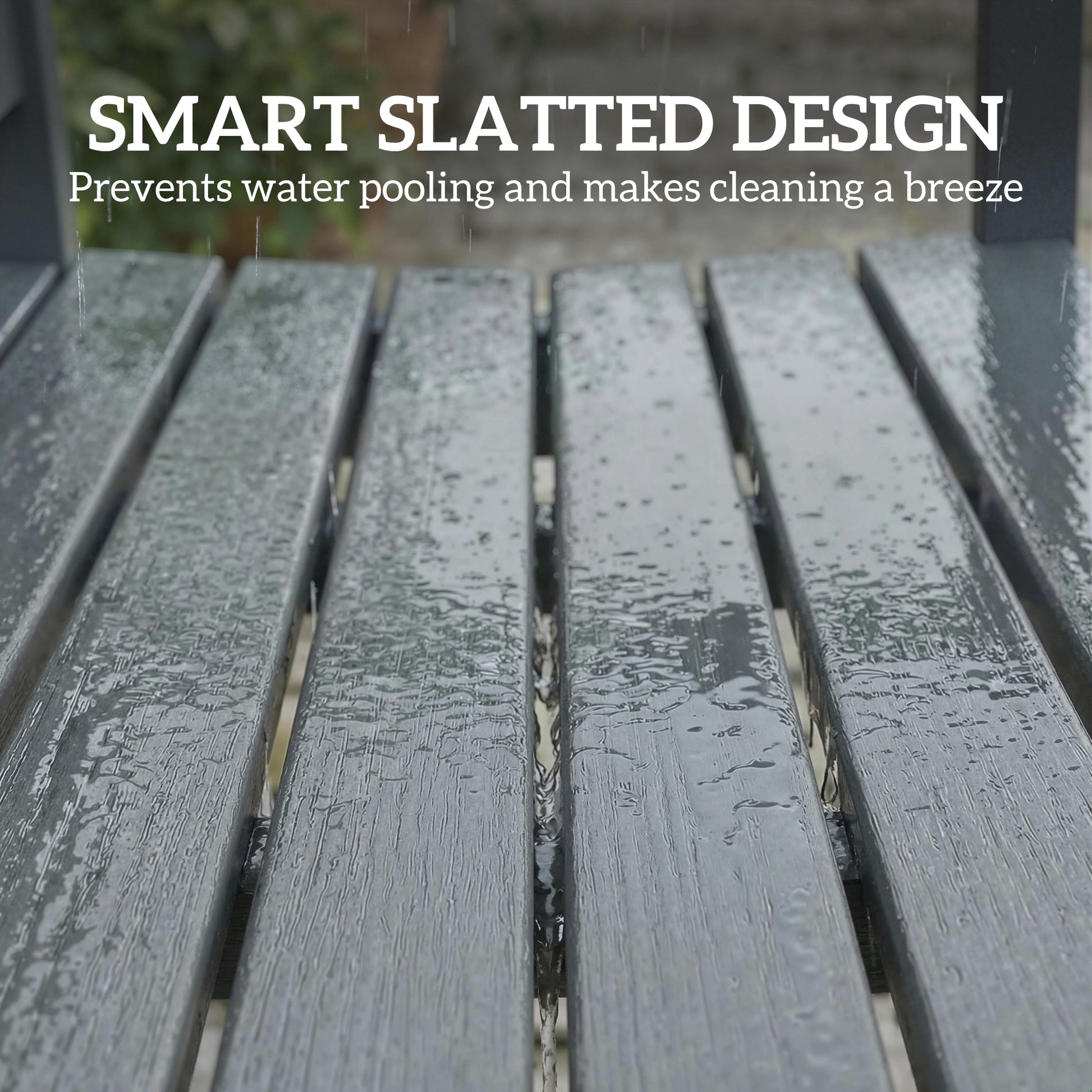 Outdoor HDPE Weatherproof Bench, 2-Person Garden Seating, Grey Rustic Design-DECOROLALA