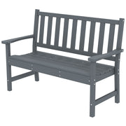 Outdoor HDPE Weatherproof Bench, 2-Person Garden Seating, Grey Rustic Design-DECOROLALA
