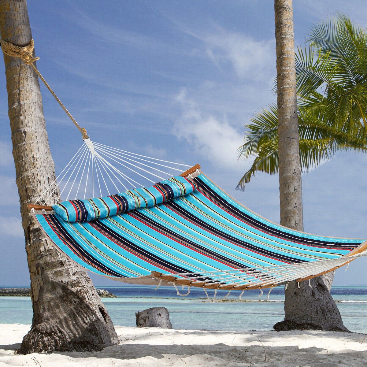 Outdoor Hammock with Detachable Pillow-Blue-Hammocks-DECOROLALA