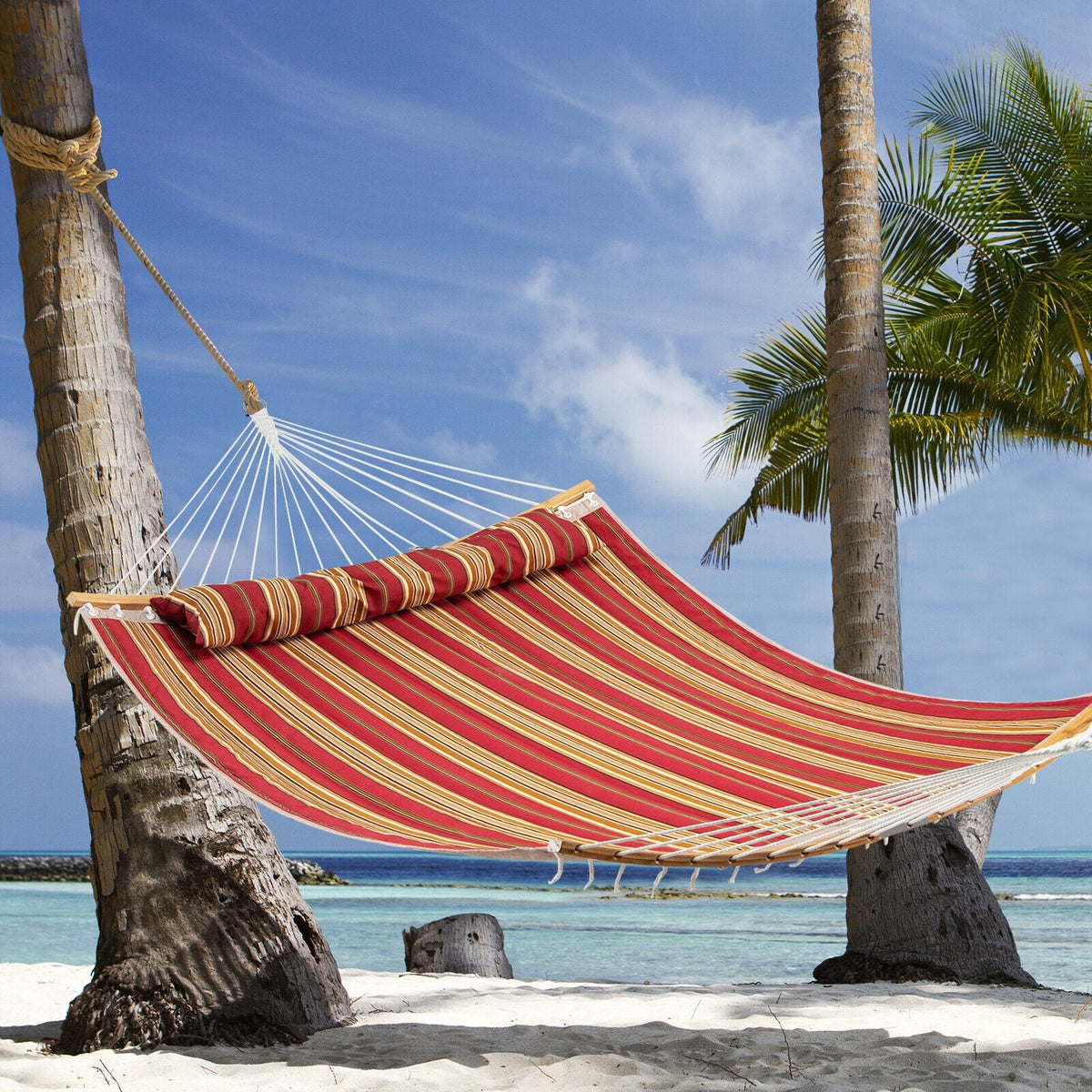 Outdoor Hammock with Detachable Pillow-Red-Hammocks-DECOROLALA
