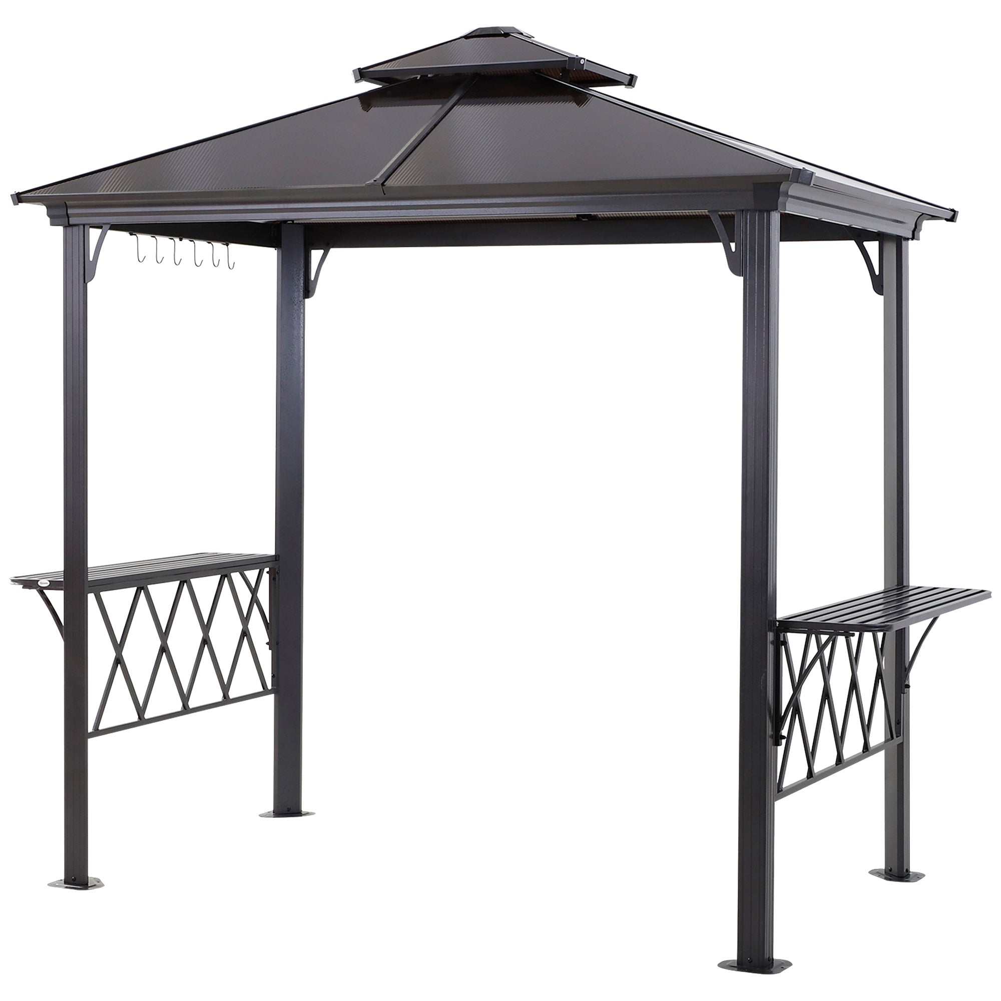 Outdoor Hardtop Grill Gazebo - 9' x 5' Coffee BBQ Canopy-Patio & Garden > BBQs & Grills > BBQ Grill Gazebos-DECOROLALA