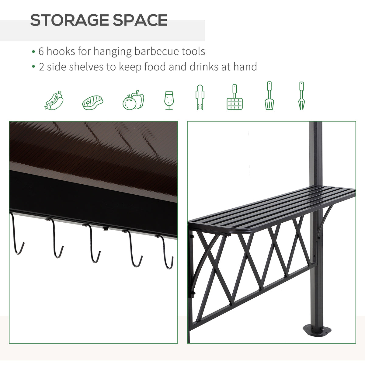 Outdoor Hardtop Grill Gazebo - 9' x 5' Coffee BBQ Canopy-BBQ Grill Gazebos-DECOROLALA